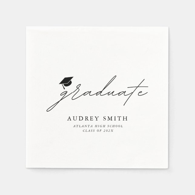 Modern Boho Script Graduation Party Napkins (Front)