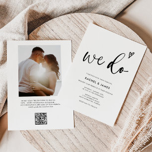 Modern Boho Script We Do Qr Code Wedding Invitation