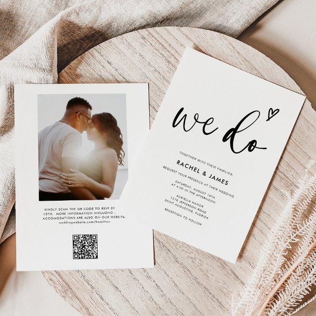 Modern Boho Script We Do Qr Code Wedding Invitation (Creator Uploaded)