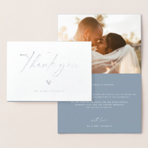 Modern Boho Script Wedding Photo Thank You Foil Card