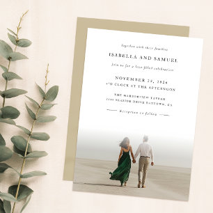 Modern Boho Simple 2 Photo Wedding Invitation