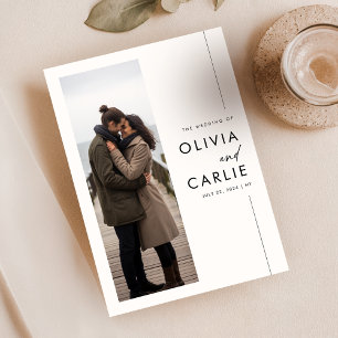 Modern Boho Simple 3 Photo Wedding Invitation