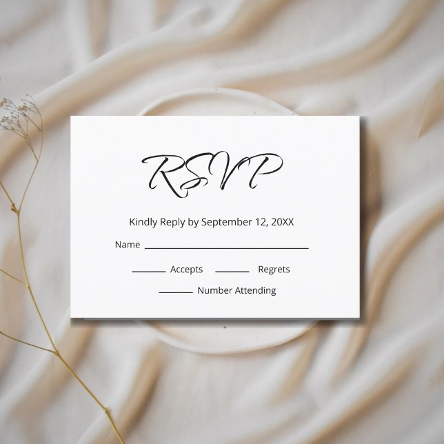 Modern Boho Simple Script Elegant Wedding  RSVP Card (Creator Uploaded)