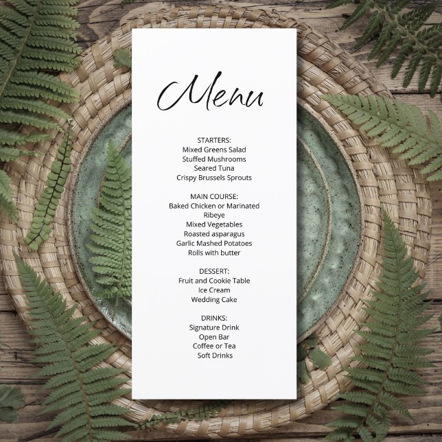 Modern Boho Simple Wedding Reception Dinner  Menu (Creator Uploaded)