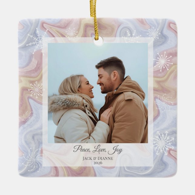 Modern Boho Square Holiday Ornament  (Front)