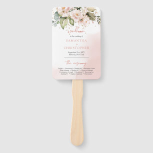 Modern Boho Style Wedding Program Fan Blush Floral