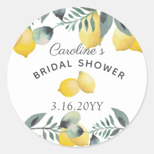 Modern Boho Summer Lemons Greenery Bridal Shower Classic Round Sticker