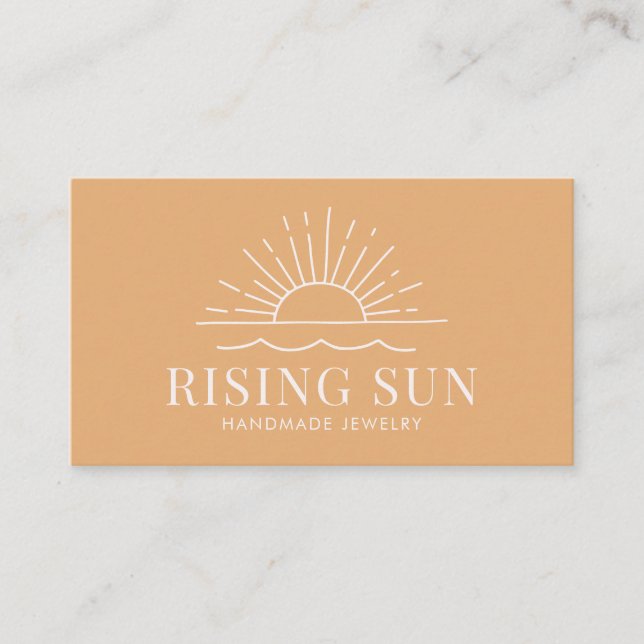 Modern Boho Sun and Beach Wave Business Card (Front)