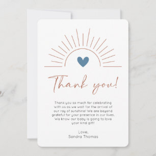 Modern Boho Sun Baby Shower Thank You Card