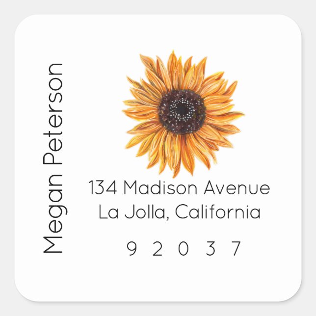 Modern Boho Sunflower Return Address Label (Front)