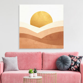 Modern Boho Sunrise Canvas | Warm Neutral Print