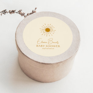 Modern Boho Sunshine Beige Baby Shower Thank You Classic Round Sticker