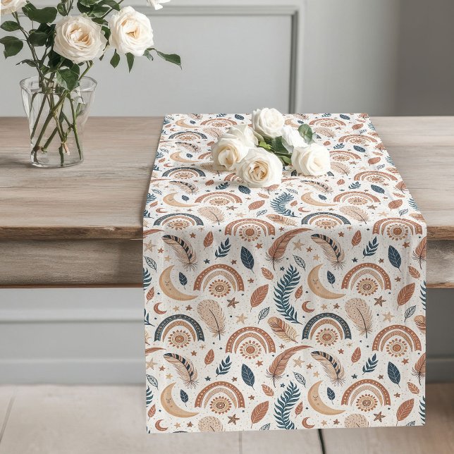 Modern Boho Table Runner Muted Rainbow Patterns (Modern Boho Table Runner Muted Rainbow Patterns)