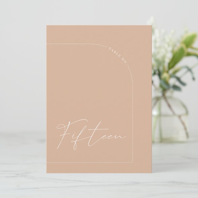 Modern Boho Tan Arch Table Fifteen Table Number (Standing Front)