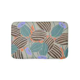 Modern Boho Teal & Lavender Floral Decor Bath Mat