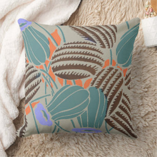 Modern Boho Teal & Lavender Floral Decor Cushion