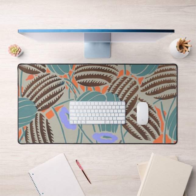 Modern Boho Teal & Lavender Floral Decor Desk Mat (Office 1)