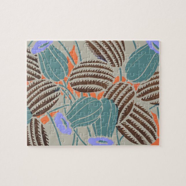 Modern Boho Teal & Lavender Floral Decor Jigsaw Puzzle (Horizontal)