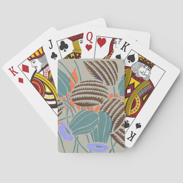 Modern Boho Teal & Lavender Floral Decor Playing Cards (Back)