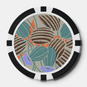 Modern Boho Teal & Lavender Floral Decor Poker Chips