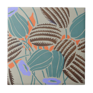 Modern Boho Teal & Lavender Floral Decor Tile