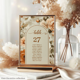 Modern Boho Terra Cotta Ivory Sage Floral Wedding Table Number
