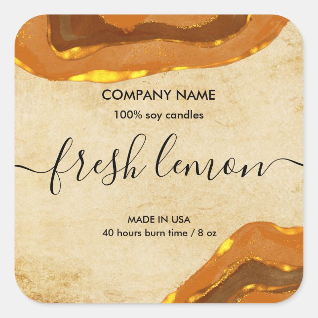 Modern Boho Terracotta Agate Burnt Orange Square Sticker (Front)