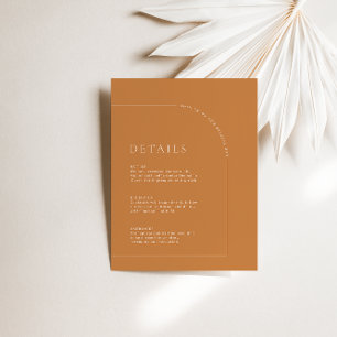 Modern Boho Terracotta Arch Wedding Details Enclosure Card