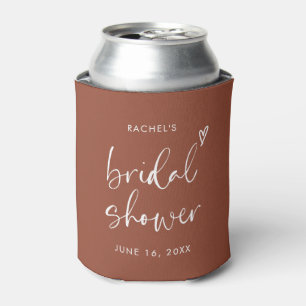 Modern Boho Terracotta Bridal Shower Can Cooler