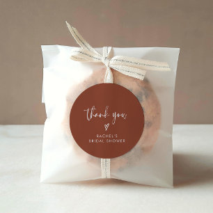 Modern Boho Terracotta Bridal Shower Thank You Classic Round Sticker