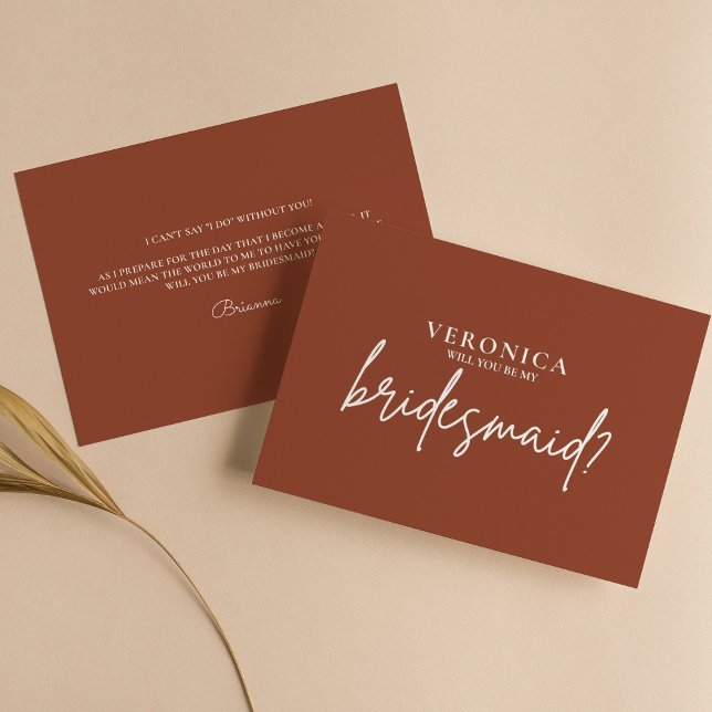 Modern Boho Terracotta Bridesmaid Proposal Card (Creator Uploaded)