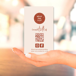 Modern Boho Terracotta Connect With Us QR Code Business Card