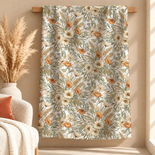 Modern Boho Terracotta Dusty Green Blanket