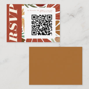 Modern Boho Terracotta Fall Floral Wedding RSVP Enclosure Card