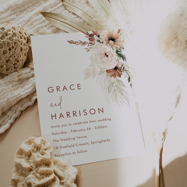 Modern Boho Terracotta Fall & Summer Wedding Invitation (Creator Uploaded)