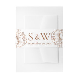 Modern Boho Terracotta Floral Minimal Wedding Invitation Belly Band