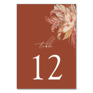 Modern Boho Terracotta Rustic Wedding Table Number