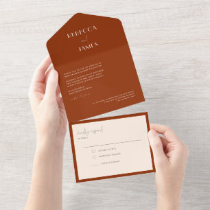 Modern Boho Terracotta Seal Send Wedding All In One Invitation