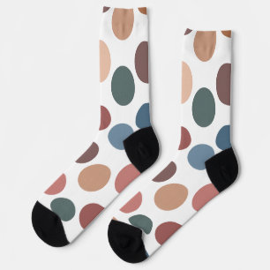 Modern Boho Terracotta & Teal Polka Dot Socks