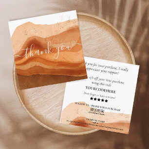 modern boho terracotta thank you for your order square business card