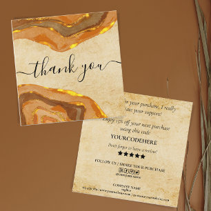 modern boho terracotta thank you for your order square business card