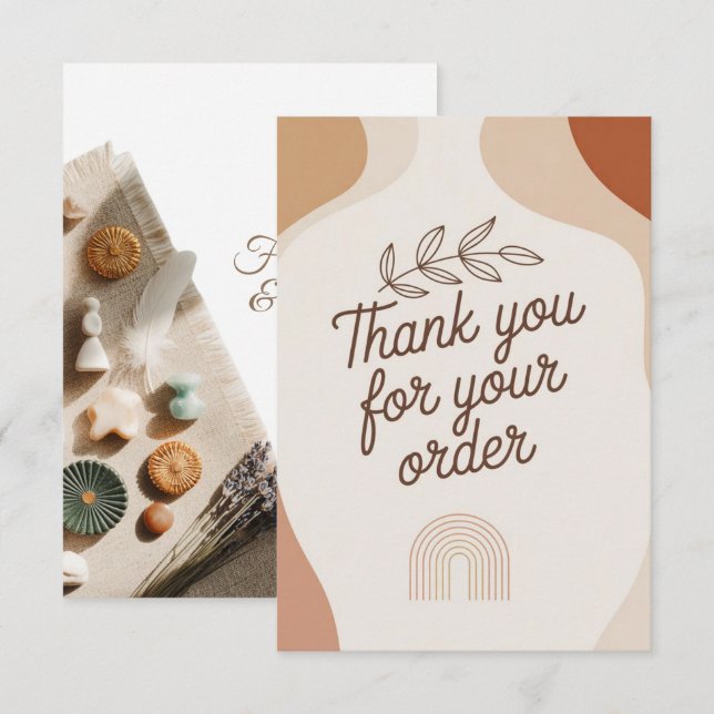 Modern Boho Thank You Card for Small Business Pack (Front/Back)
