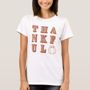 Modern Boho Thankful Typography Thanksgiving T-Shirt
