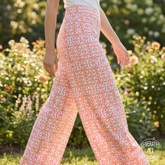 Modern Boho Tribal Geometric Coral Pink Pattern Fabric (Creator Uploaded)