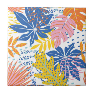 Modern Boho Tropical Jungle Palm Leaves  Tile