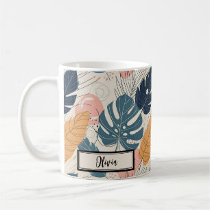 Modern Boho Tropical Leaves Abstract Coffee Mug