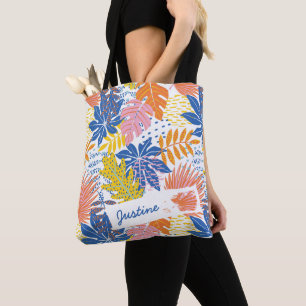 Modern Boho Tropical Palm Leaves Custom Tote Bag