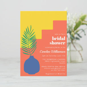 Modern Boho Vibrant Botanical Shapes Bridal Shower Invitation