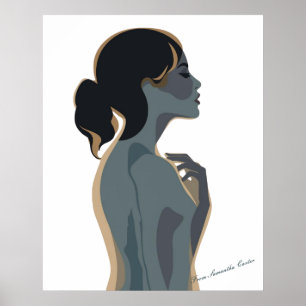Modern Boho Wall Art Elegant Minimalist Woman Poster