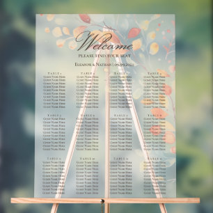 Modern Boho Watercolor Autumn Leaves Seating Chart